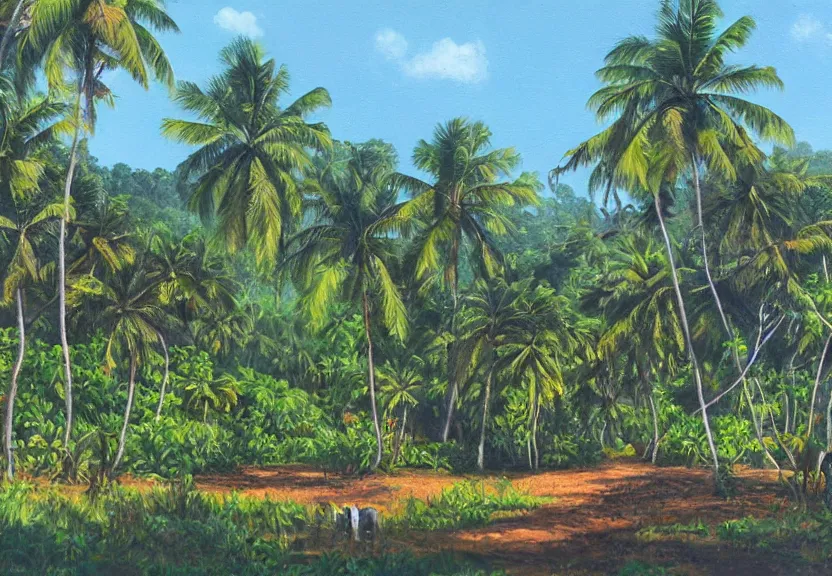 Prompt: sri lankan landscape, painting by aaron griffin,
