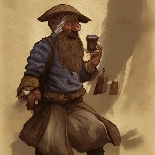 Image similar to illustration of a merchant, old man, concept art, artstation, detailed, intricate