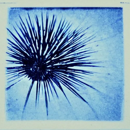 Prompt: sea urchin in the style of cyanotype