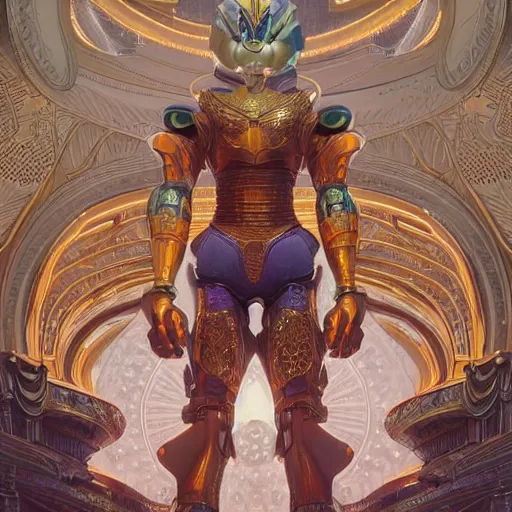 Image similar to ultra realistic illustration of cyborg donald duck, intricate, futuristic persian palace, elegant, alien, highly detailed, digital painting, artstation, concept art, smooth, sharp focus, illustration, art by artgerm and greg rutkowski and alphonse mucha