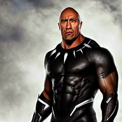 Prompt: the rock as black panther