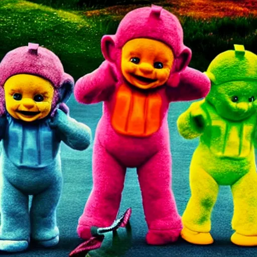 Image similar to teletubbies, got style, creepy, odd, weird, weird, weird, photo