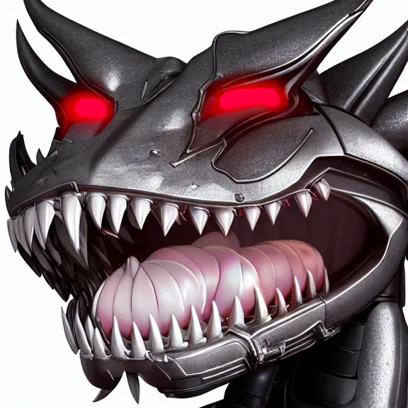 Image similar to close up mawshot of a cute elegant beautiful stunning anthropomorphic female robot dragon, with sleek silver metal armor, glowing OLED visor, facing the camera, the open maw being highly detailed and soft, with a gullet at the end, you looking into the maw, food pov, micro pov, vore, digital art, pov furry art, anthro art, furry, warframe art, high quality, 3D realistic, dragon mawshot, maw art, macro art, micro art, dragon art, Furaffinity, Deviantart, Eka's Portal, G6