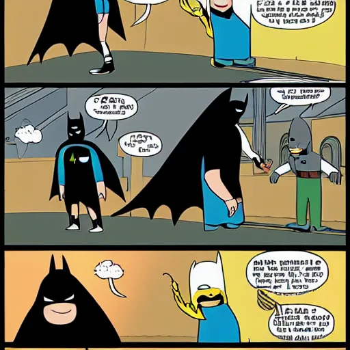 Prompt: batman punches finn from adventure time