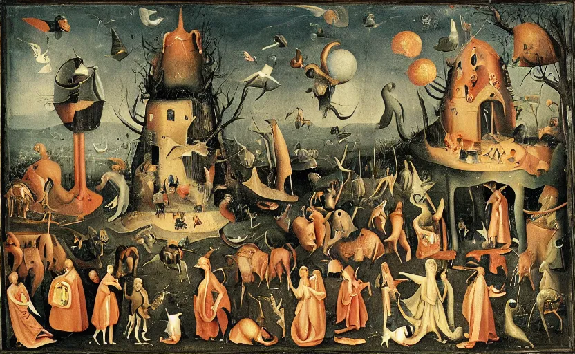 Prompt: among us in the style of hieronumous bosch