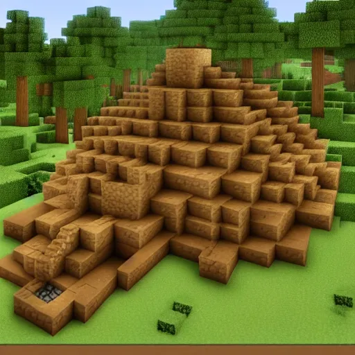 Image similar to a minecraft village, by frank lloyd wright