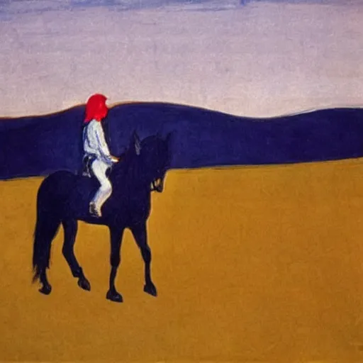 Image similar to Michael Jackson riding a horse, Munch