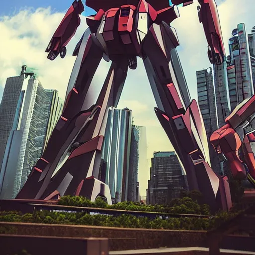 Image similar to realistic building, monster, shenzhen, wide landscape, eva, gundam