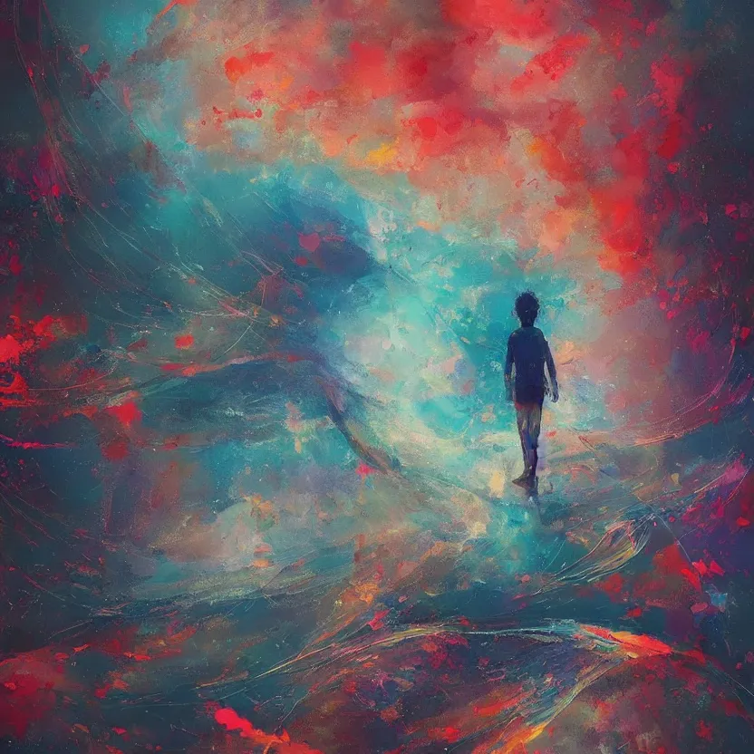 Prompt: # abstract painting of a # megical # boy, # mist # magic # spell, by yoshitaka amano and alena aenami