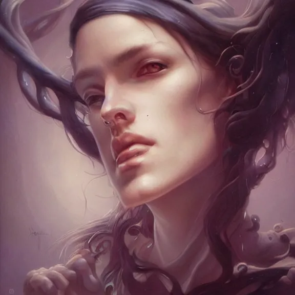 Image similar to a highly detailed beautiful portrait in the style of peter mohrbacher and in the style of jean delville.