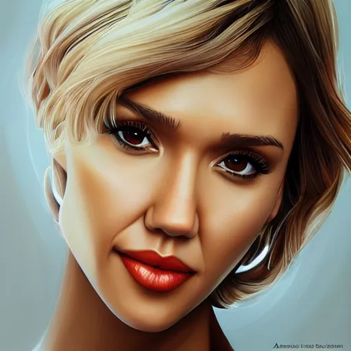 Prompt: ' a portrait of a jessica alba by artgerm'