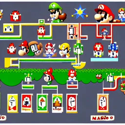 Image similar to super mario family tree