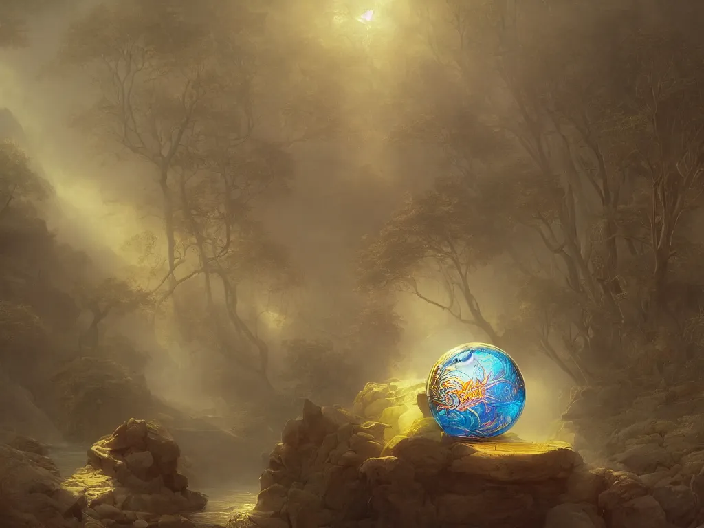 Image similar to 3d render, Sunlight Study, The orb of truth by Jan Davidsz de Heem and (((((((Ivan Aivazovsky))))))) and ((((Lisa Frank)))), Art Nouveau, 8k, extreme detail, sharp focus, octane render