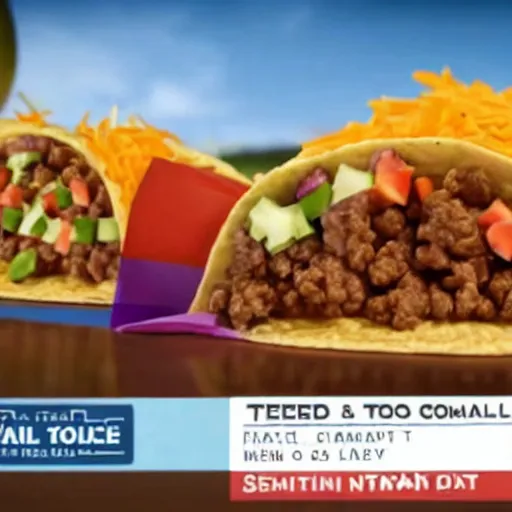 Image similar to Taco Bell commercial for the new double cheesy feces taco, loaded with double portions of cow shit, soft diffused light