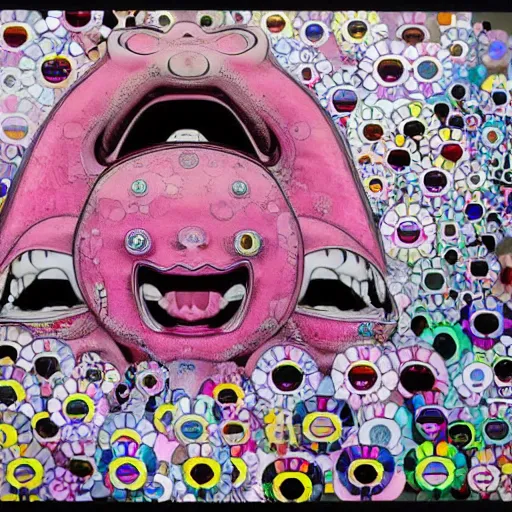 Image similar to pink scream by takashi murakami and h.r. giger, intricately detailed artwork, full 8k high quality resolution, recently just found unknown masterpiece