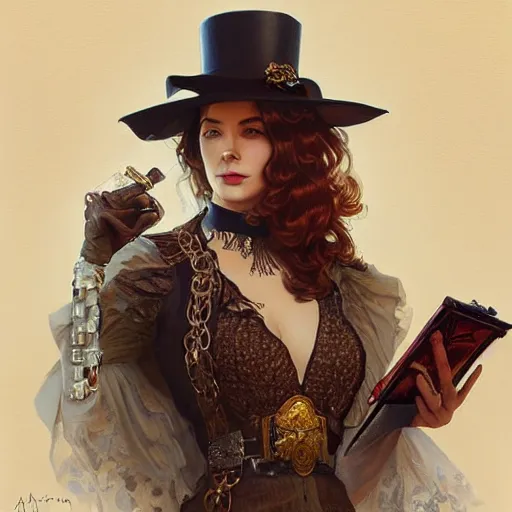 Image similar to rip taylor, portrait, western, steampunk, flamboyant duster, fantasy, intricate, elegant, highly detailed, digital painting, artstation, concept art, sharp focus, illustration, art by artgerm and greg rutkowski and alphonse mucha