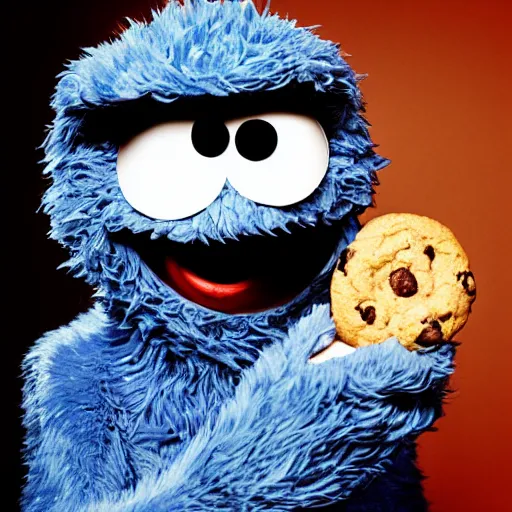 Image similar to cookie monster as joe biden. 3 5 mm. f 2. 8. award winning photograph. taken by annie leibovitz