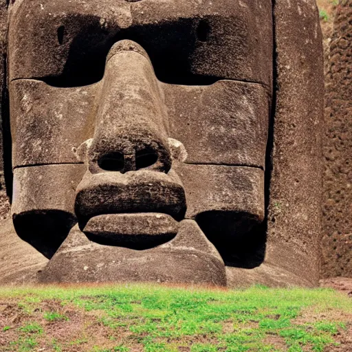 Easter Isle Zen Easter Island Stone Statue Head. Underground 