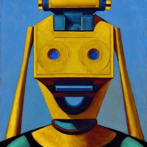 Image similar to the robot wearing her human mask, by christopher kit williams and nicholas roerich, symbolist, dramatic lighting, elaborate geometric ornament, art brut, god rays, soft cool colors, smooth, sharp focus, extremely detailed