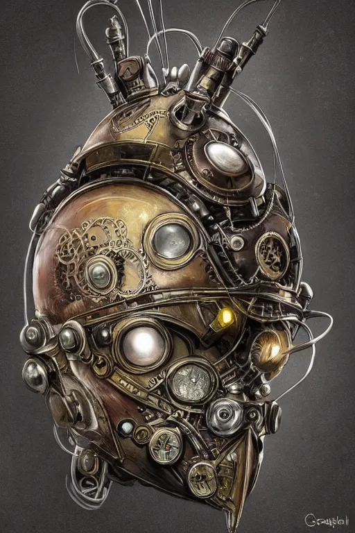 Image similar to steampunk helmet fantasy art mask robot ninja stylized digital illustration sharp focus, elegant intricate digital painting artstation concept art global illumination ray tracing advanced technology chaykin howard and campionpascale and cooke darwyn and davis jack