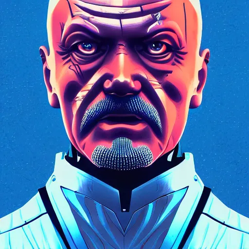 Image similar to cyberpunk vladimir lenin as the leader of a futuristic communist society, cybernetics, sharp lines, digital, artstation, colored in