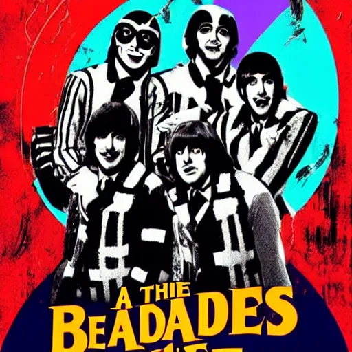 Prompt: a band the beatles as a suicide squad, dc movie poster