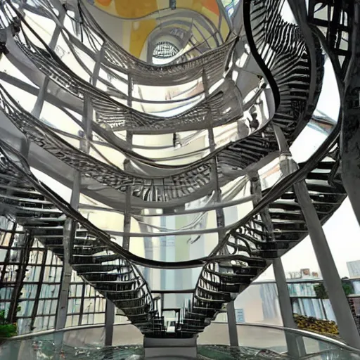 Prompt: staircase in the center of bangkok designed by MC escher