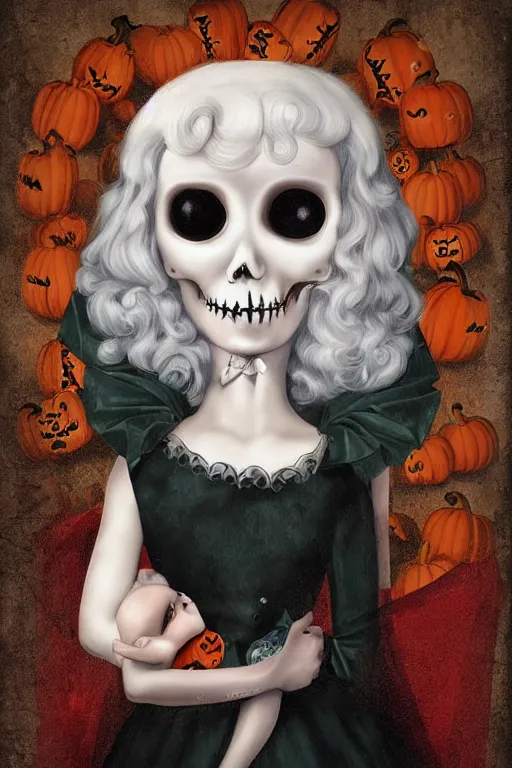 Prompt: Creepy vintage Halloween costumes,illustration , style mark ryden –white background fine art with subtle redshift rendering