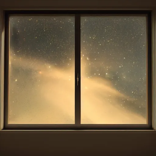 Image similar to Photorealistic Hubble photo in centered window, octane render, HD, volumetric lighting, mist, twilight, high details