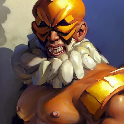 Prompt: greg manchess portrait painting of partially armored dhalsim from street fighter spitting fire as overwatch character, medium shot, asymmetrical, profile picture, organic painting, sunny day, matte painting, bold shapes, hard edges, street art, trending on artstation, by huang guangjian and gil elvgren and gerald brom