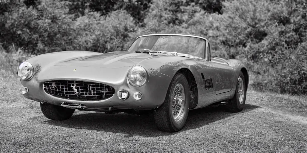 Image similar to photograph, 1958 FERRARI 250 GT, roadster, by Peter Singhof, press release, cinematic, PCH, 8k, depth of field, bokeh. rule of thirds