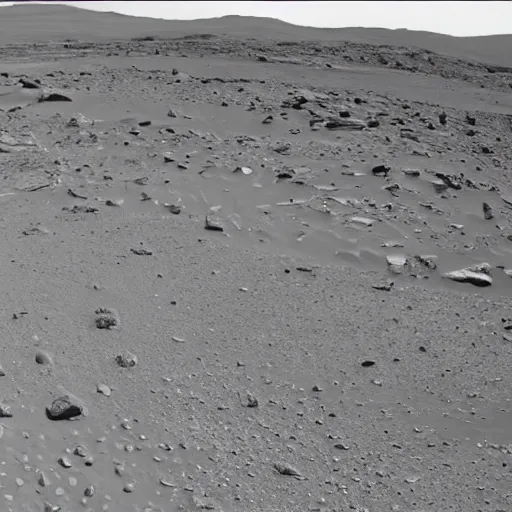 Prompt: unsettling spooky grey mars rover footage