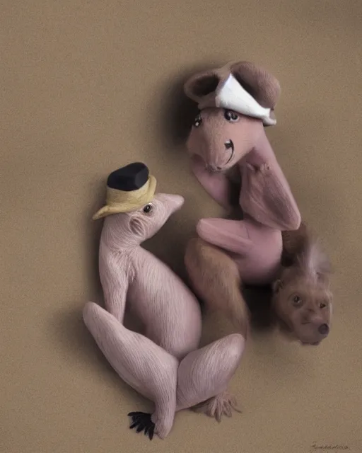 Prompt: photo shoot of Speedy Gonzalez and his cousin Slowpoke Gonzalez in the style of Annie Leibovitz, photorealistic