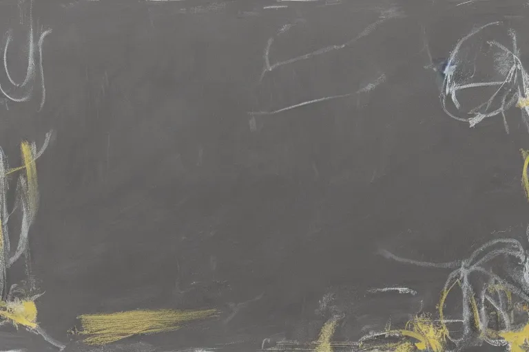 Image similar to large scale chalkboard painting by cy twombly, sparse brush strokes, high resolution art scan, well lit