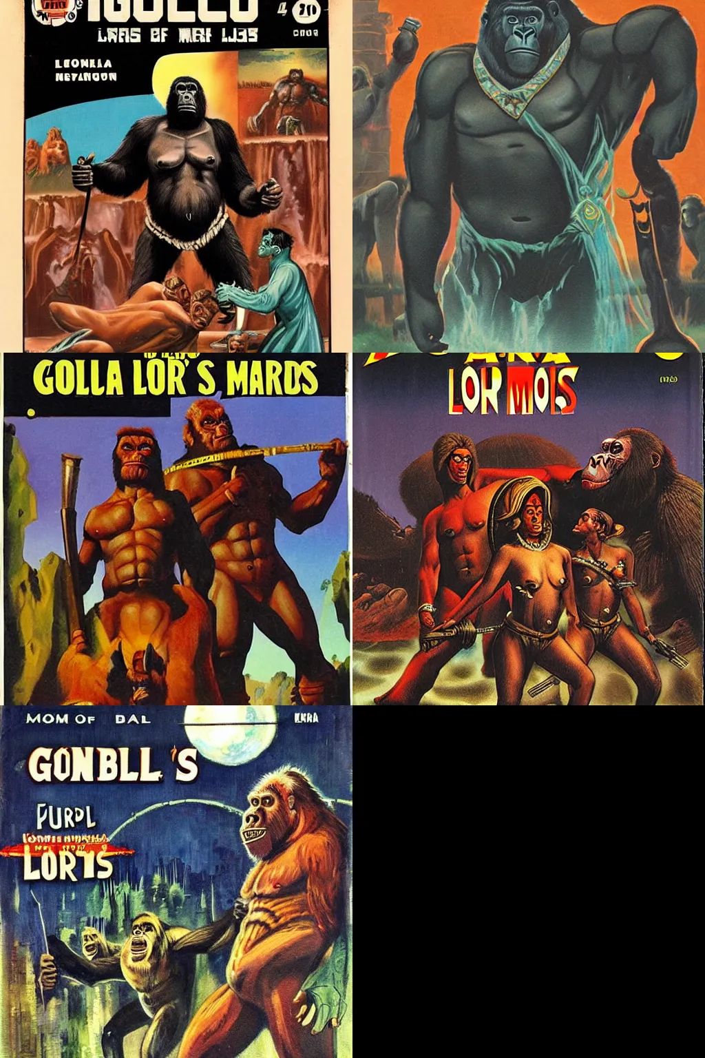 Prompt: gorilla lords of mars, pulp art