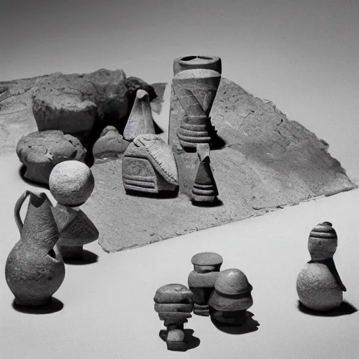 Image similar to ancient harappan toys, award winning black and white photography