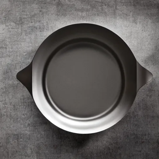 Prompt: iron cast pan inspired by Philippe Starck