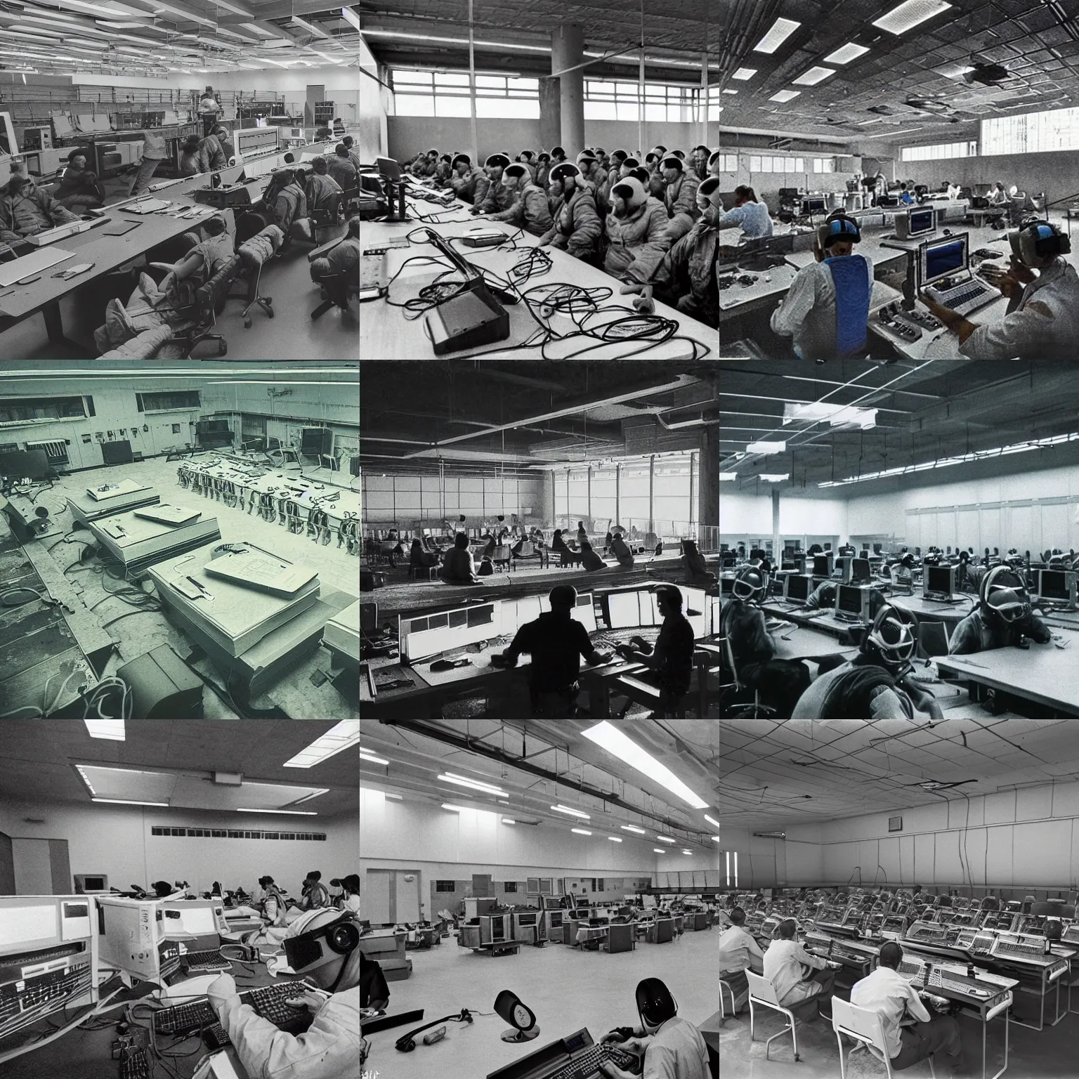 Prompt: lan party at chernobyl plant 1 9 8 4, photorealistic, wide shot