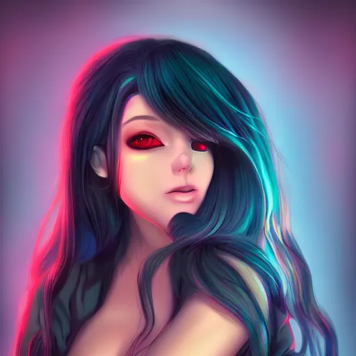 Image similar to portrait of a cute beautiful evanescence, anime digital art, sensual lighting