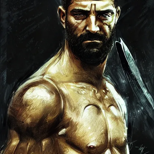 handsome portrait of spartan - leonidas bodybuilder