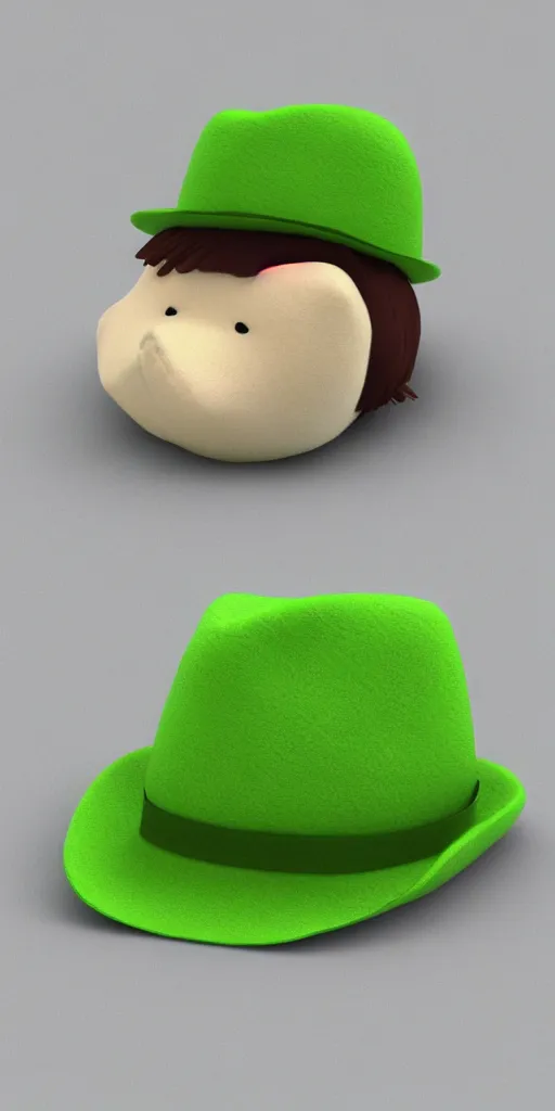 Prompt: plushie toy light green playpus in fedora, 3D-Render, realistic