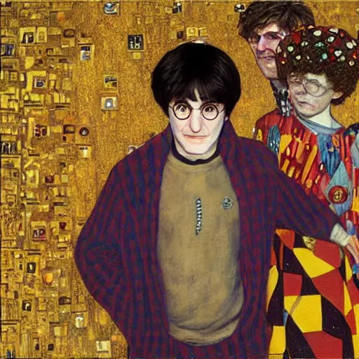 Image similar to harry potter painted by gustav klimt