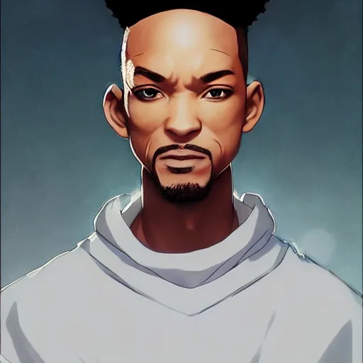 Image similar to anime portrait of an anime Will Smith dressed like One Punch Man by Stanley Artgerm Lau, WLOP, Rossdraws, James Jean, Andrei Riabovitchev, Marc Simonetti, and Sakimichan, trending on artstation