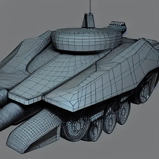 Prompt: futuristic military sci fi stealth tank concept art, 3d model, art station