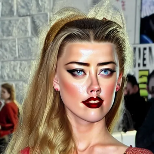 Image similar to a gourd shaped to look like the face of amber heard