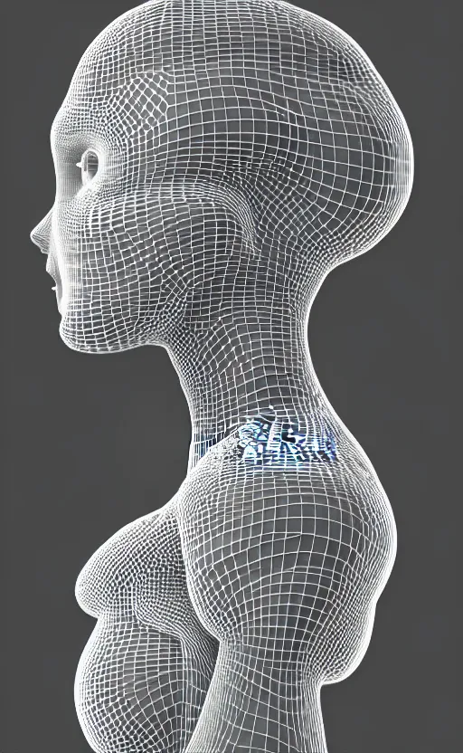 Image similar to a black and white 3D render of a beautiful profile face portrait of a female vegetal-dragon-cyborg, 150 mm, orchid stems, ivy, fine vegetal lace, Mandelbrot fractal, anatomical, flesh, facial muscles, microchip, veins, arteries, full frame, microscopic, elegant, highly detailed, flesh ornate, elegant, high fashion, rim light, octane render in the style of H.R. Giger