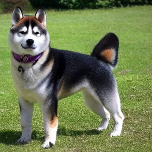 Prompt: a crossing between a shiba inu and a husky