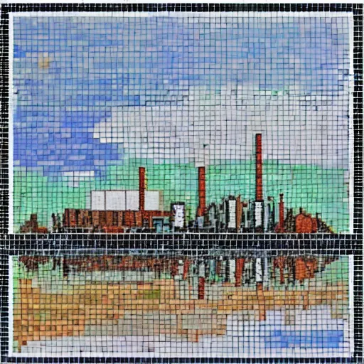 Image similar to grangemouth oil refinery in small mosaic tiles by erin hanson