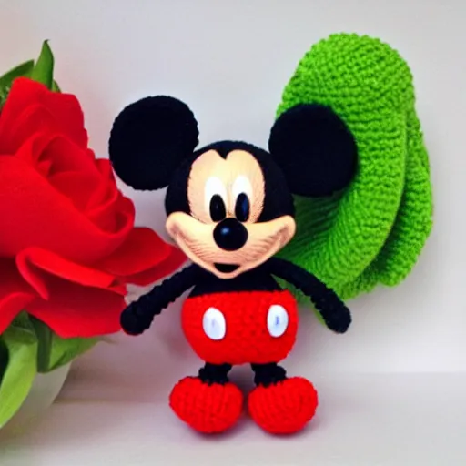 Image similar to amigurumi of mickey mouse