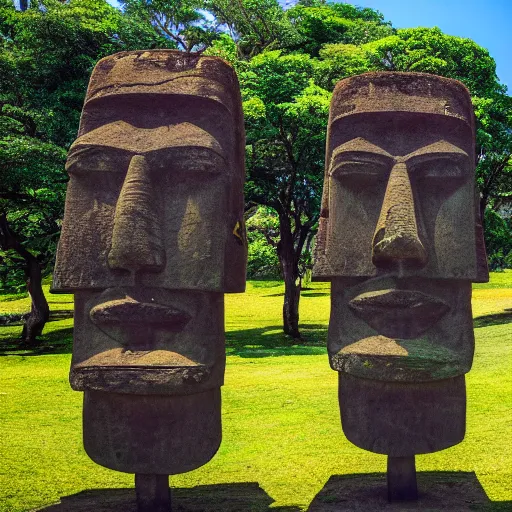 Prompt: moai statue wearing sunglasses, lounging on a beach , 8k , 4k , professional photography, award winning photo